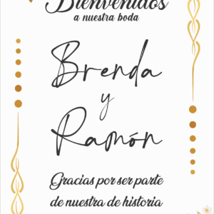 Letrero de Bienvenida para Boda (incluye caballete) T/Chico